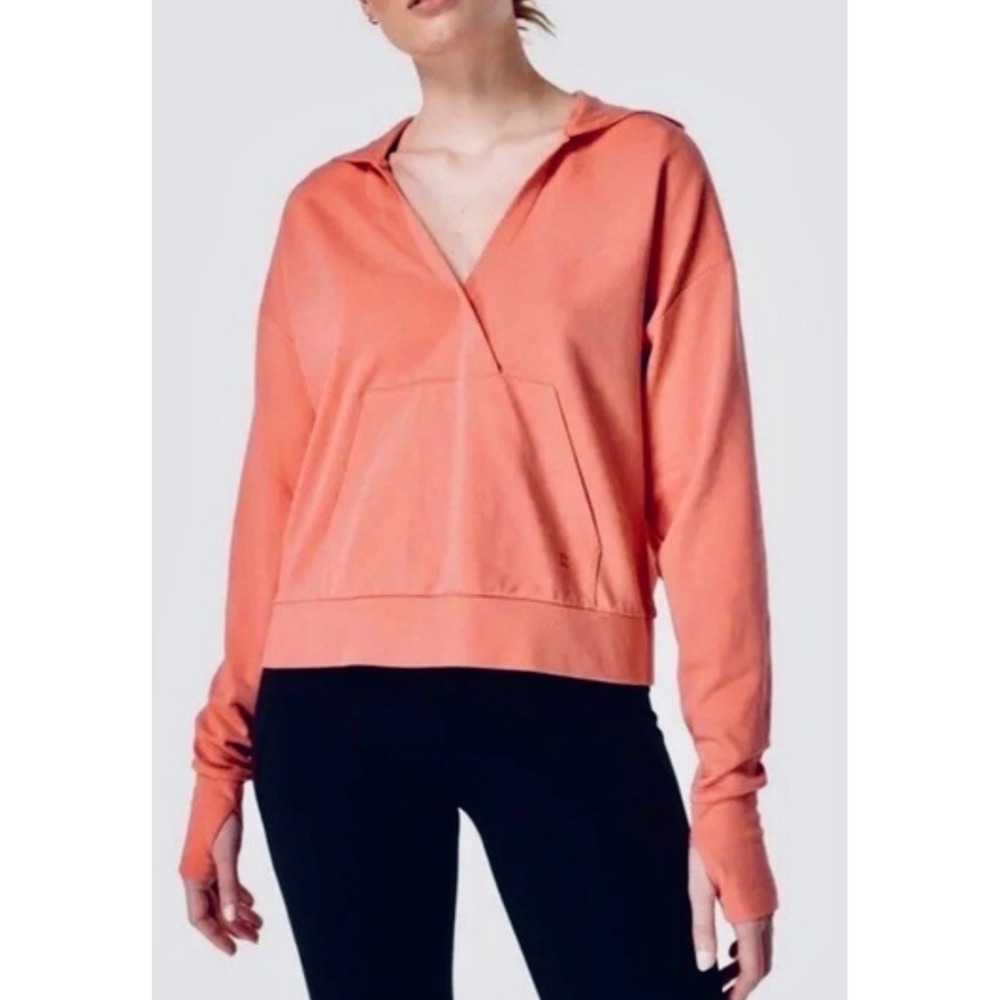 Sweaty Betty After Class Relaxed Hoodie Coral Pink Thumbhole Pocket Athleisure‎